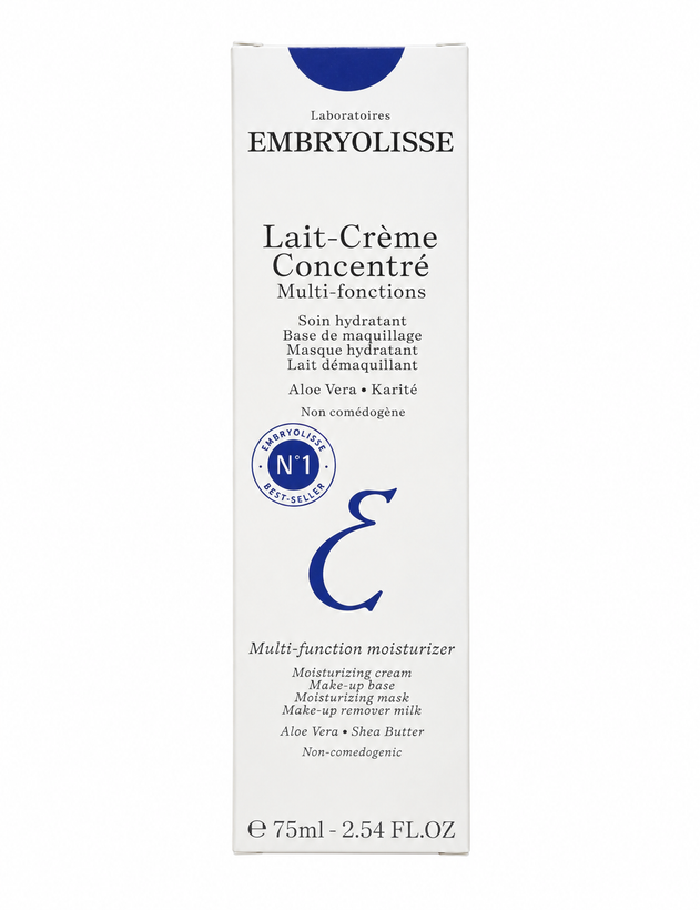کرم مرطوبکننده چندمنظوره صورت * برند: Embryolisse (امبریولیس) * مدل: Lait-Crème Concentré Multi-Fonctions *مرطوبکننده چندمنظوره با قابلیت استفاده بهعنوان کرم مرطوبکننده، پایه آرایش، ماسک آبرسان و شیر پاککن؛ حاوی آلوئهورا و شیباتر و غیرکومدونزا. حجم: ۷۵ میلیلیتر مناسب برای: انواع پوست، بهویژه پوستهای نرمال تا خشک